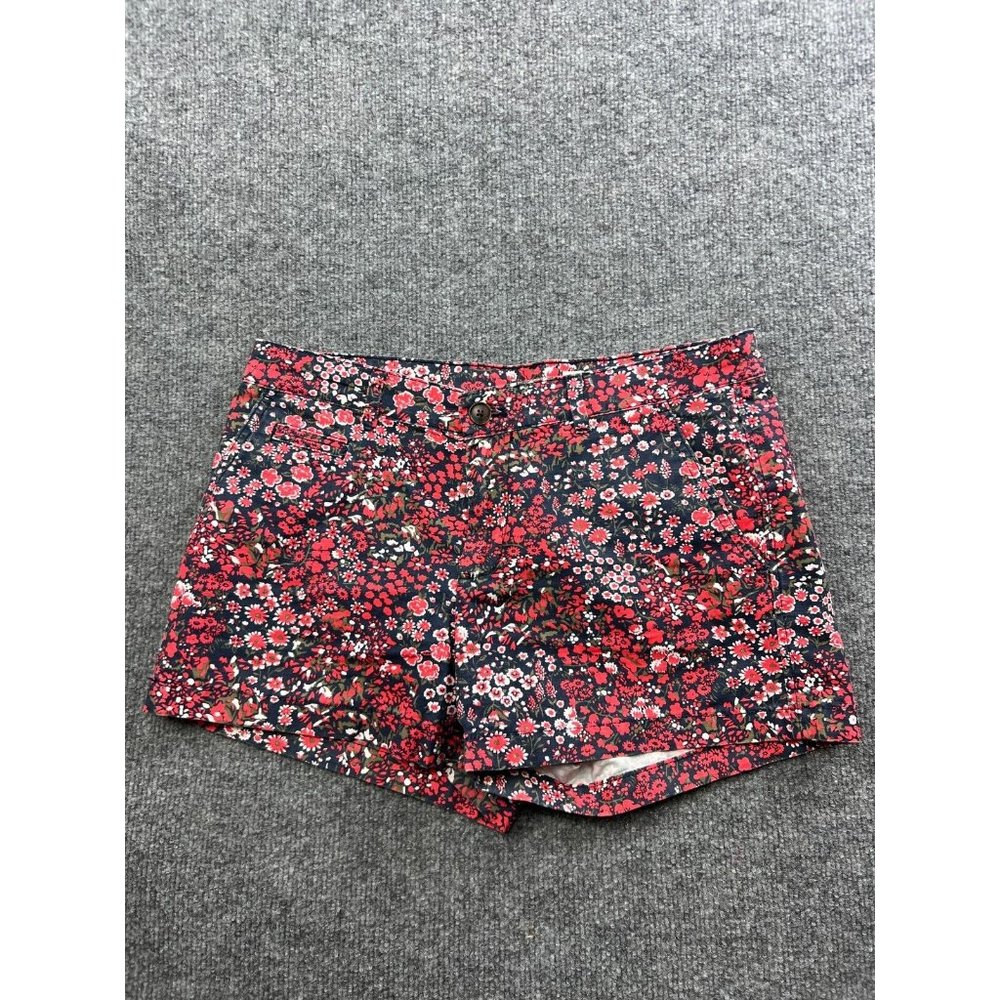 GAP Chino Shorts Women's 2 Multicolor Floral Print Mid Rise Flat Front Cotton